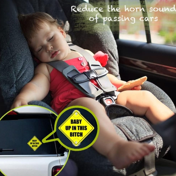 2PCS "BABY UP IN THIS B" Baby On Board Metal Driving Safety Warning Car Signs - Picture 8 of 14